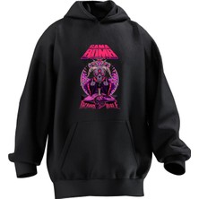Nmg Tekstil Unisex Premium Pamuk Siyah  Gama Bomb Baskılı 3 Iplik Kapüşonlu Sweatshirt