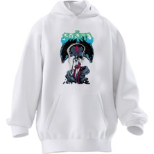 Nmg Tekstil Unisex Premium Pamuk Beyaz Sword Poster Baskılı 3 Iplik Kapüşonlu Sweatshirt