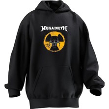 Nmg Tekstil Unisex Premium Pamuk Siyah  Danger Megadeth Baskılı 3 Iplik Kapüşonlu Sweatshirt