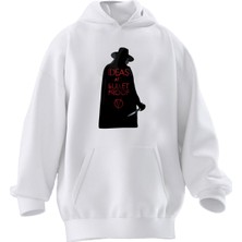 Nmg Tekstil Unisex Premium Pamuk Beyaz  Idea Sure Bullet Baskılı 3 Iplik Kapüşonlu Sweatshirt