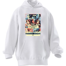 Nmg Tekstil Unisex Premium Pamuk Beyaz The Breakfast Club Baskılı 3 Iplik Kapüşonlu Sweatshirt