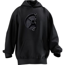 Nmg Tekstil Unisex Premium Pamuk Siyah  Barber Yüzlük Baskılı 3 Iplik Kapüşonlu Sweatshirt