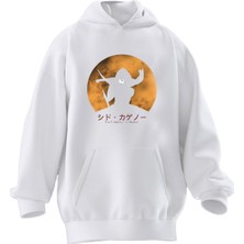 Nmg Tekstil Unisex Premium Pamuk Beyaz The Eminence Baskılı 3 Iplik Kapüşonlu Sweatshirt