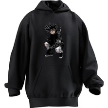 Nmg Tekstil Unisex Premium Pamuk Siyah Shads Pics Anime Baskılı 3 Iplik Kapüşonlu Sweatshirt