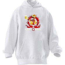 Nmg Tekstil Unisex Premium Pamuk Beyaz  God Beer Baskılı 3 Iplik Kapüşonlu Sweatshirt