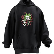 Nmg Tekstil Unisex Premium Pamuk Siyah Tom Poker Baskılı 3 Iplik Kapüşonlu Sweatshirt