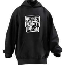 Nmg Tekstil Unisex Premium Pamuk Siyah  Punk Dead Baskılı 3 Iplik Kapüşonlu Sweatshirt