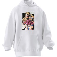 Nmg Tekstil Unisex Premium Pamuk Beyaz  Japon Anime Tekken Baskılı 3 Iplik Kapüşonlu Sweatshirt