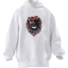 Nmg Tekstil Unisex Premium Pamuk Beyaz  Ginger Pokemon Baskılı 3 Iplik Kapüşonlu Sweatshirt