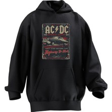 Nmg Tekstil Unisex Premium Pamuk Siyah  Adcd Araba Poster Baskılı 3 Iplik Kapüşonlu Sweatshirt