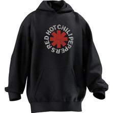 Nmg Tekstil Unisex Premium Pamuk Siyah  Red Hot Chılıpeppers Baskılı 3 Iplik Kapüşonlu Sweatshirt