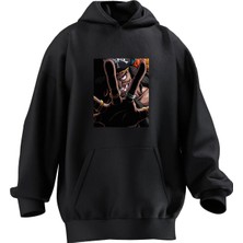Nmg Tekstil Unisex Premium Pamuk Siyah  Çirkin Korsan Baskılı 3 Iplik Kapüşonlu Sweatshirt