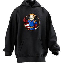 Nmg Tekstil Unisex Premium Pamuk Siyah  Küçük Süperman Baskılı 3 Iplik Kapüşonlu Sweatshirt