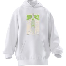 Nmg Tekstil Unisex Premium Pamuk Beyaz  Bottle Neck Baskılı 3 Iplik Kapüşonlu Sweatshirt