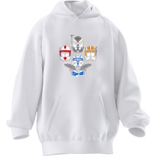 Nmg Tekstil Unisex Premium Pamuk Beyaz Wars Dörtlü Renkli Baskılı 3 Iplik Kapüşonlu Sweatshirt