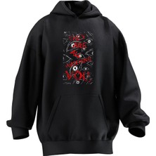Nmg Tekstil Unisex Premium Pamuk Siyah They Are Watch Baskılı 3 Iplik Kapüşonlu Sweatshirt