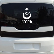 Ay Yıldız Kurt Sticker - Ay Yıldız Sticker - Göktürkçe Türk Sticker - Oto Sticker - Araç Sticker