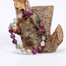 Taş Sandığı Yosun Akik ve jade Taşı Bileklik - 8 mm