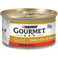 Gourmet Gold Parça Etli Soslu Sığır Etli Yetişkin Kedi Konservesi 6 Adet 85 gr