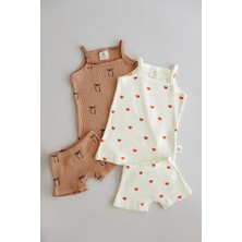 Babybek Collection Babybek Premium Pamuklu Ikili Şortlu Desenli Takım Kız Çocuk Iç Çamaşırı