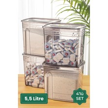 Tekno Trust 4lü 5,5 Litre Strip Mega Boy Deterjan Saklama Kutusu Antrasit