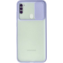 Newface Samsung Galaxy M11 Kılıf Palm Buzlu Kamera Sürgülü Silikon - Lila 13