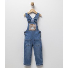 Puantiye Detaylı Uzun Kollu Denim Kız Çocuk Elbisesi