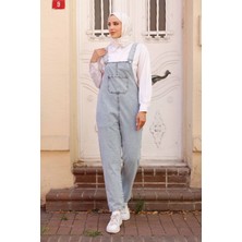 Kadın Askılı Denim Kot Tulum -PMK337