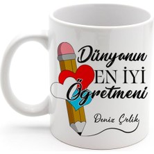 Hazellica Öğretmenler Günü Kişiye Özel Kalpli Kalem Dünyanın En İyi Öğretmeni Tasarımlı Hediye Kutusu