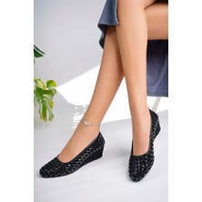 Akgün Terlik Kadın Siyah Örme Şık Ev Ayakkabısı