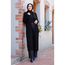 Kadın Zincir Örgü Şal Yaka Cepli Triko Hırka -PMK339