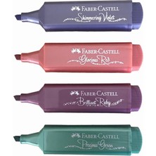 Faber-Castell Metalik Fosforlu Kalem 4 lü Set Shimmering Violet Glorious Red Brilliant Ruby Precious Green