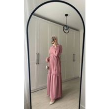 Merve Akyol Moda Düğmeli Elbise Pembe