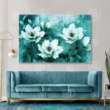 Sml Tablo Inci Çiçekleri Gold Tomurcuklu Yeşil Modern Yatay Kanvas Tablo