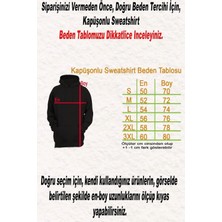 Doğa Temalı Baskılı Fermuarsız Kapüşonlu Sweatshirt