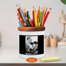 Atatürk ve Manevi Kızı Ülkü Ahşap Seramik Kalemlik -Ataturk1119)