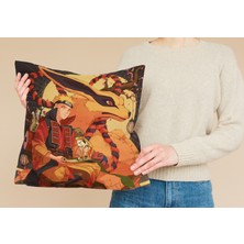Naruto And Kurama Devil Desenli Kare Yastık Kılıfı