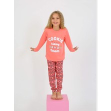 Kız Çocuk Uzun Kollu %100 Pamuklu Pijama Takımı Cookie Team
