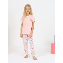 Vitmo Kız Çocuk Kısa Kollu  Pamuklu Düğme Detaylı Dreamer Pijama Takımı