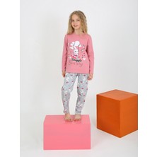 Kız Çocuk Uzun Kollu %100 Pamuklu Pijama Takımı Snuggle Bunny