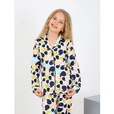Kız Çocuk Uzun Kollu %100 Pamuklu Düğmeli Pijama Takımı Ruby