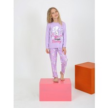 Kız Çocuk Uzun Kollu %100 Pamuklu Pijama Takımı Snuggle Bunny