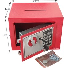 Saypos Şık Tasarımlı Atma Delikli Şifreli Çelik Kasa, Elektronik Tuşlu Değerli Eşya Para Kasası 23X17X17CM