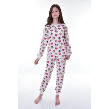 İsobel Kids Kız Çocuk Pamuk Sincap ve Kalp Desenli Pijama Takımı