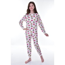 İsobel Kids Kız Çocuk Pamuk Sincap ve Kalp Desenli Pijama Takımı