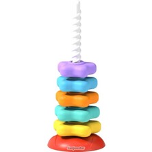 Janjonstar Rainbow Star Stacking Music Rotating Tower Baby Ring Rotating Music 0-2 Yaşlı Baby Puzzle Early Education Game (Yurt Dışından)