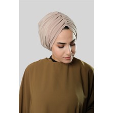 Hürrem Bone Bej Drapeli Salaş Tesettür Bone Sandy Büzgülü 2315_12