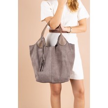 Getcho Elena Hakiki Deri Süet Omuz Çantası - YC1969S