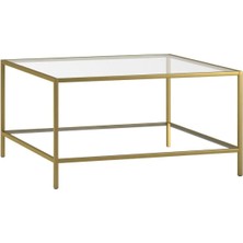 Tino Furniture Oslo Gold Metal Kare Orta Sehpa Şeffaf Camlı Oslogold