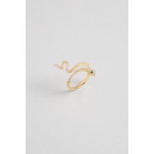 So CHIC Yılanların Şahı 18 Ayar Sarı Altın Kaplama Gümüş Yüzük